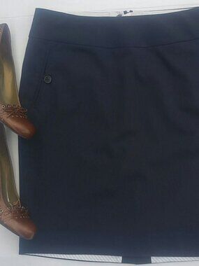 Mexx SZ 8UK Vintage Navy Blue Pencil Skirt with Back Center Zip Mini